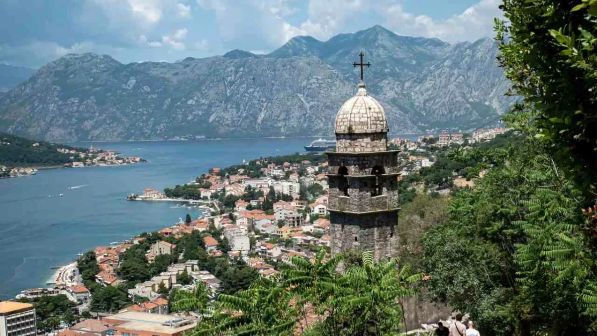 Kotor tower sea mountains