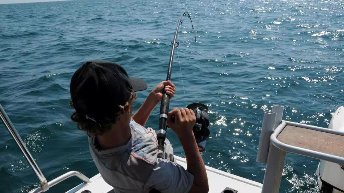 Fishing gear man sea ship