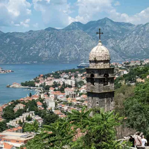 Kotor tower sea mountains