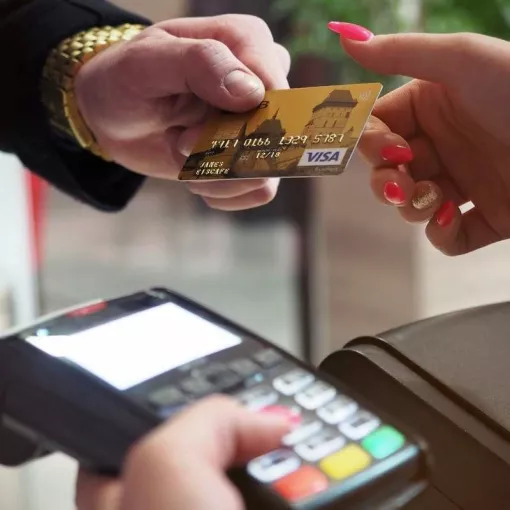 Payment terminal credit card hands