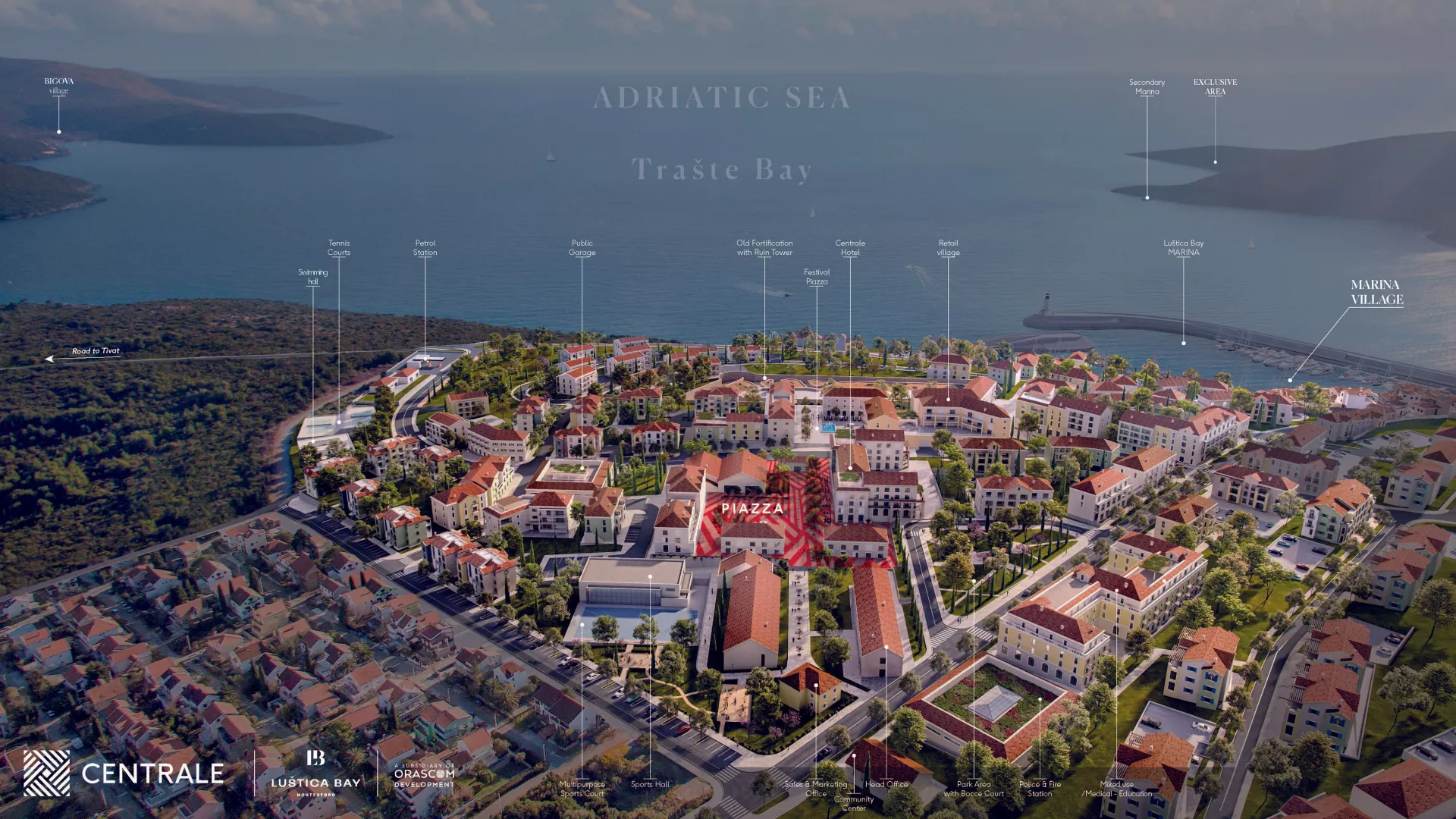 Lustica bay centrale aerial map 121021
