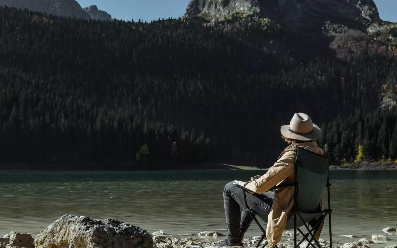 Man hat chair black lake durmitor zabljak montenegro