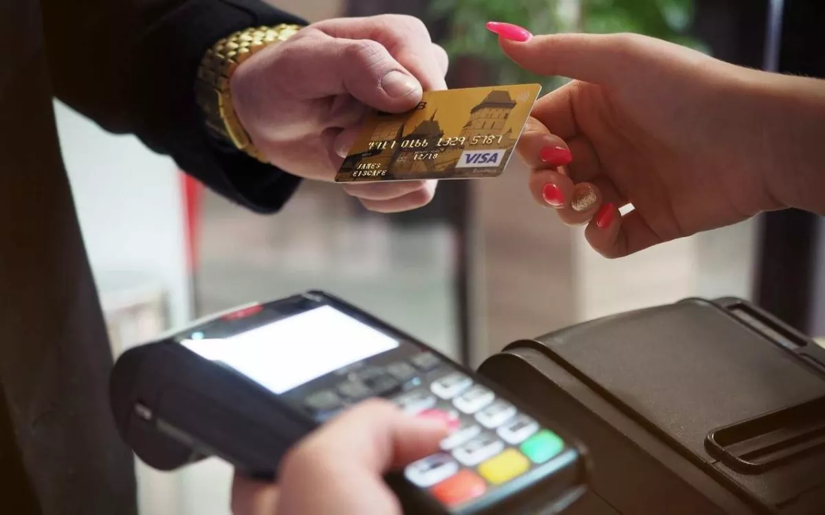 Payment terminal credit card hands